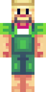a farmer villager in a straw hat with a green apron