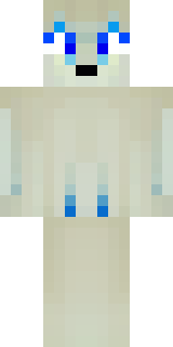 a snow fox spirit in white fur with blue markings