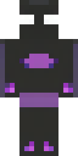 an enderman-inspired figure, tall and black with purple eyes