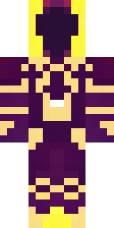 a nether hunter in crimson hide with glowing gold trim