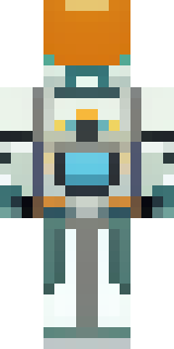 a mecha pilot in a white flight suit with a segmented helmet