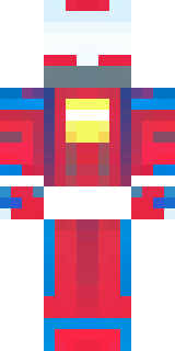 a masked hero in a sleek red and blue suit with a chest emblem