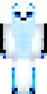a snow fox spirit in white fur with blue markings