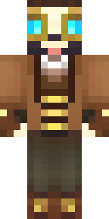 a steampunk inventor in a brown leather coat and brass goggles