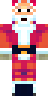 a jolly Santa in a red suit with a white beard and sack
