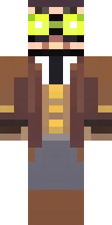a steampunk inventor in a brown leather coat and brass goggles
