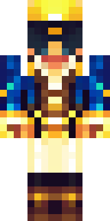 a golden pirate with an eyepatch and a parrot on the shoulder