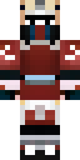 a samurai in red lacquered armor with a horned helmet