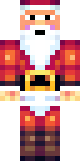 a jolly Santa in a red suit with a white beard and sack