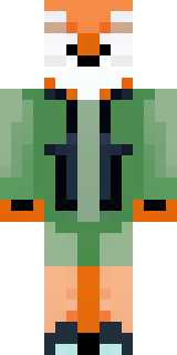 an anthropomorphic fox in a green explorer jacket