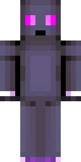 an enderman-inspired figure, tall and black with purple eyes