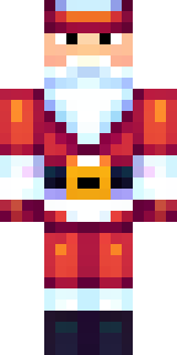 a jolly Santa in a red suit with a white beard and sack