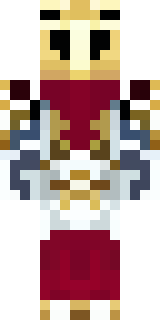 a royal paladin in gold-trimmed white armor with a red cape