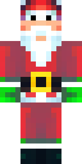 a jolly Santa in a red suit with a white beard and sack