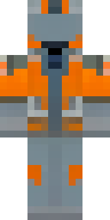 a battle-worn pilot in orange plating with scorch marks