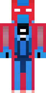 a masked hero in a sleek red and blue suit with a chest emblem