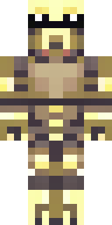 a piglin brute in gold armor with a snout and tusks
