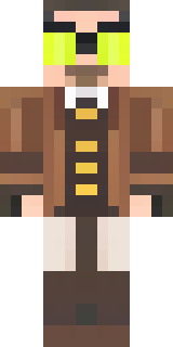 a steampunk inventor in a brown leather coat and brass goggles