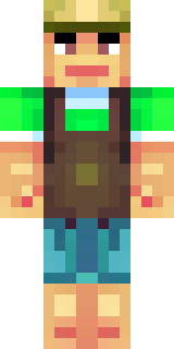 a farmer villager in a straw hat with a green apron