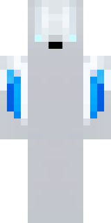 a snow fox spirit in white fur with blue markings