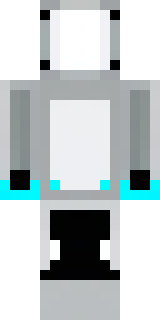 a sleek white service robot with a single cyan sensor