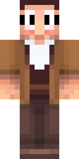a friendly villager librarian in brown robes with glasses