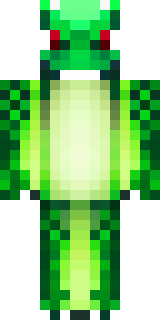 a dragon hybrid with green scales, horns and a spined tail