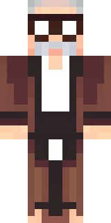 a friendly villager librarian in brown robes with glasses