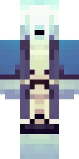 a ghostly pirate with pale skin and a tattered blue coat