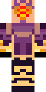 a nether hunter in crimson hide with glowing gold trim