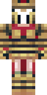 a gladiator in bronze arm guards and a red-plumed helmet