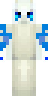 a snow fox spirit in white fur with blue markings
