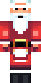 a jolly Santa in a red suit with a white beard and sack