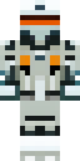 a mecha pilot in a white flight suit with a segmented helmet