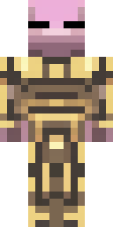 a piglin brute in gold armor with a snout and tusks