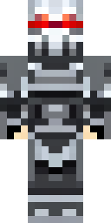 a chrome-armed enforcer in dark tactical gear with red optics