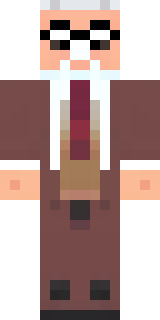 a friendly villager librarian in brown robes with glasses