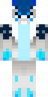 a snow fox spirit in white fur with blue markings