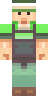 a farmer villager in a straw hat with a green apron