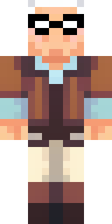a friendly villager librarian in brown robes with glasses