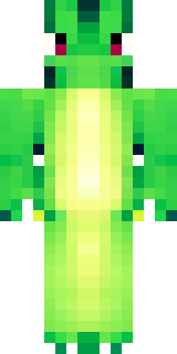 a dragon hybrid with green scales, horns and a spined tail