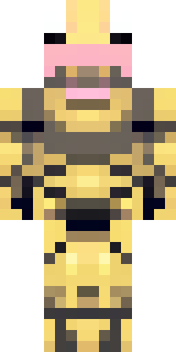 a piglin brute in gold armor with a snout and tusks