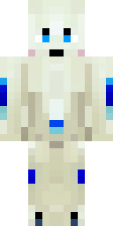 a snow fox spirit in white fur with blue markings