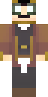 a steampunk inventor in a brown leather coat and brass goggles
