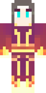 a fire mage in crimson robes with burning orange sleeves