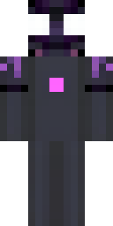 an enderman-inspired figure, tall and black with purple eyes