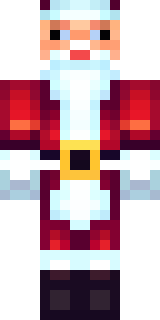a jolly Santa in a red suit with a white beard and sack