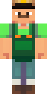 a farmer villager in a straw hat with a green apron