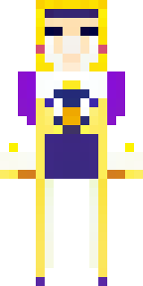 a young king in an ermine-trimmed purple cloak and gold crown