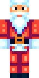 a jolly Santa in a red suit with a white beard and sack
